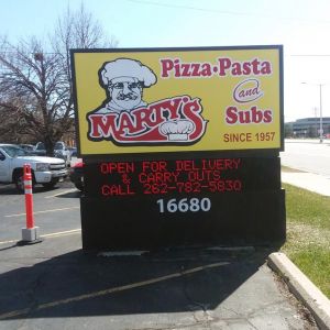 Electronic Message Center for Marty's Pizza - Brookfield, WI