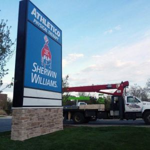 Pylon Sign for Sherwin Williams & Athletico Physical Therapy