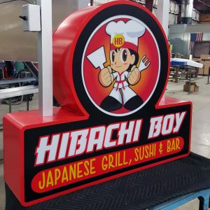 Fabrication of Hibachi Boy Restaurant Cabinet Sign