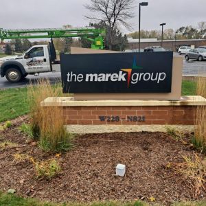 The Marek Group Commercial Printer Monument Sign - Pewaukee, WI